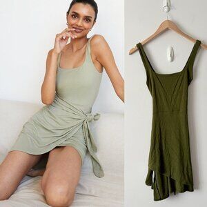 Aritzia Wilfred Saturn Wrap Mini Dress Dark Army Green Size XS